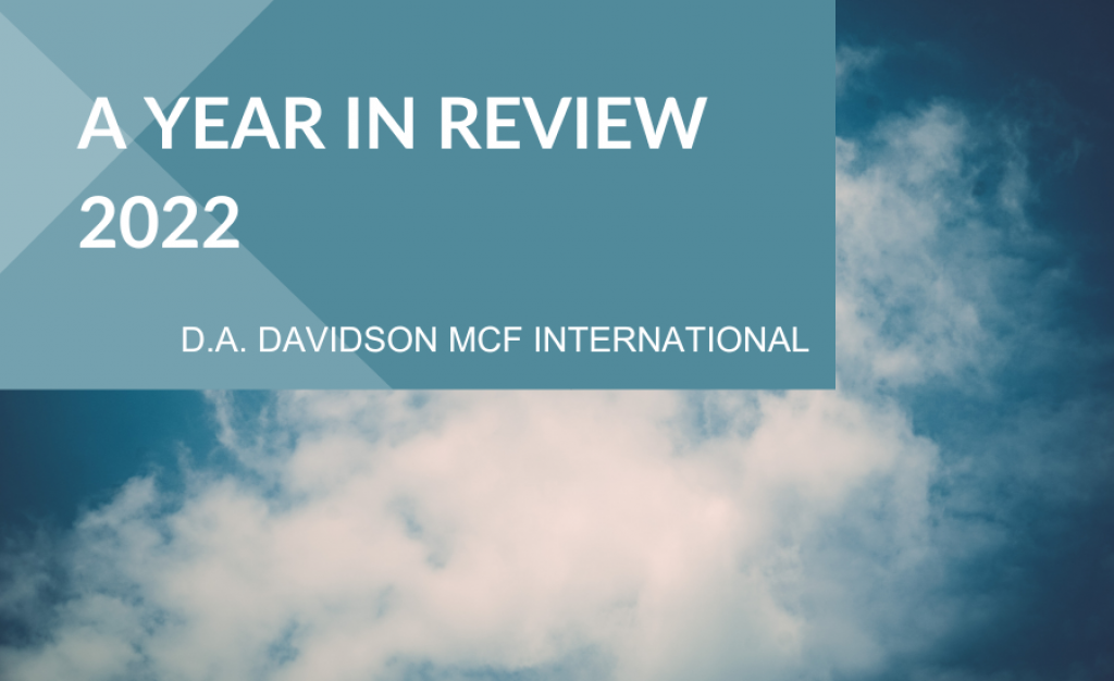Cover image for D.A.Davidson MCF International Year in Review 2022 - showing blue sky in the background