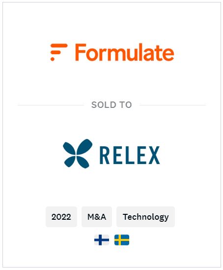 M&A Tombstone for Transaction Formulate and Relex